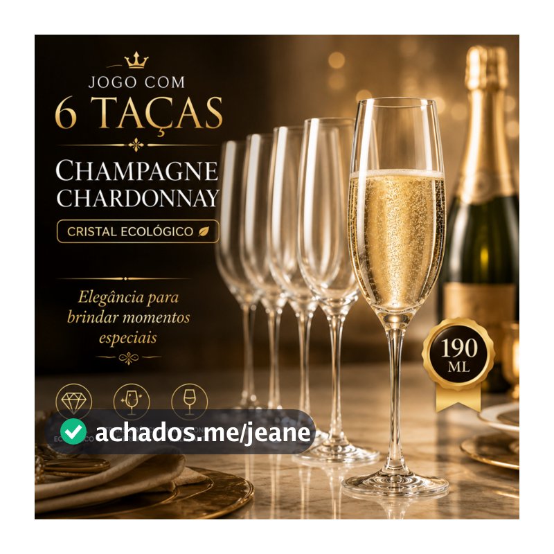 Jogo 6 Taças Champagne Tipo Bohemia 190ml Cristal Ecológico Elegante