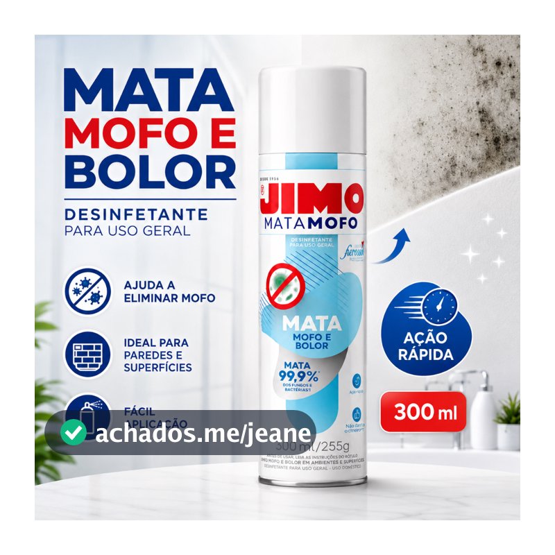 Mata Mofo Spray 300ml Jimo Multiuso Anti Mofo Banheiro Azulejo Rejunte Elimina Fungos