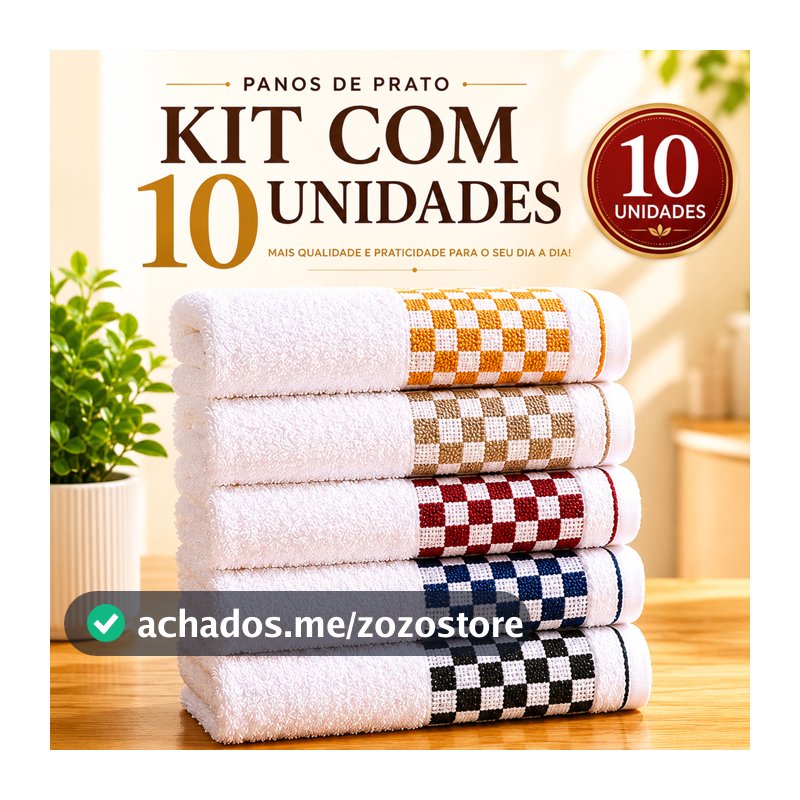 Kit 10 Panos de Prato Copa Premium Jacquard Atoalhado Toalha De Cozinha 45x70cm 100% Algodão