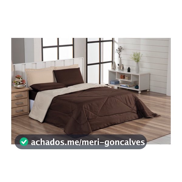 Edredom casal Marrom Bege Dupla Face Toque Macio Suave Resistente Confortavel Quarto Enxoval Casa Nova