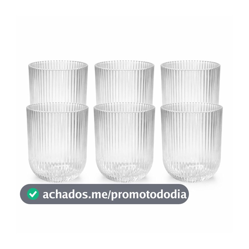Jogo de Copos 270ml com 6 Peças Vidro Canelado