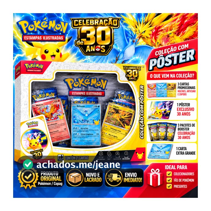 Box Coleção com Pôster Celabração 30 Anos - Pokémon TCG