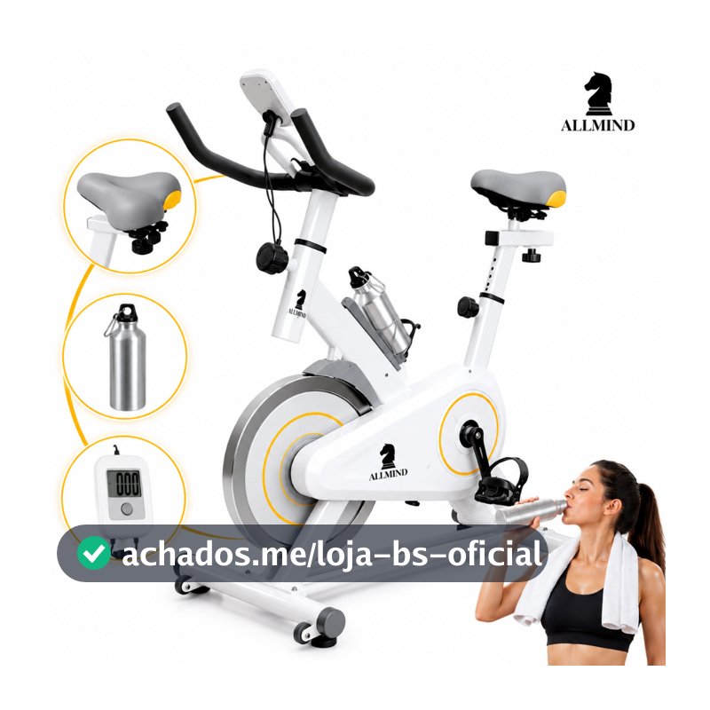Bike Ergométrica 8kg Fitness Treino musculação Academia 120kg com Painel Digital Squeeze