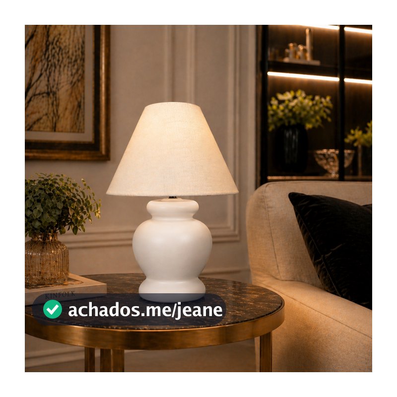 Abajur de Mesa com Cúpula de Cerâmica Luminária para Sala Cabeceira Quarto Moderno Bivolt