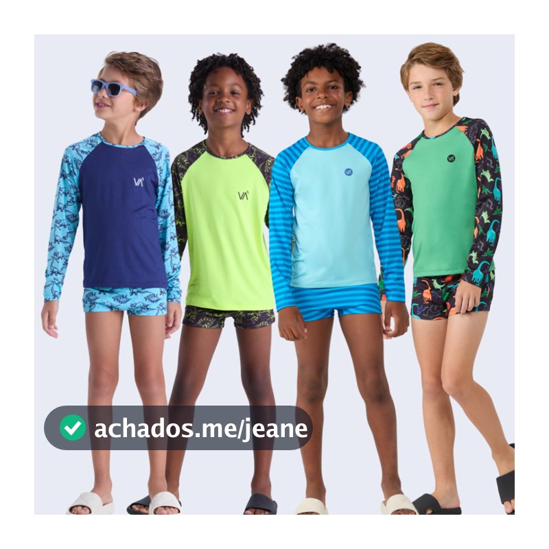 Conjunto Moda Praia Menino UV50+ Infantil Raglan Dino