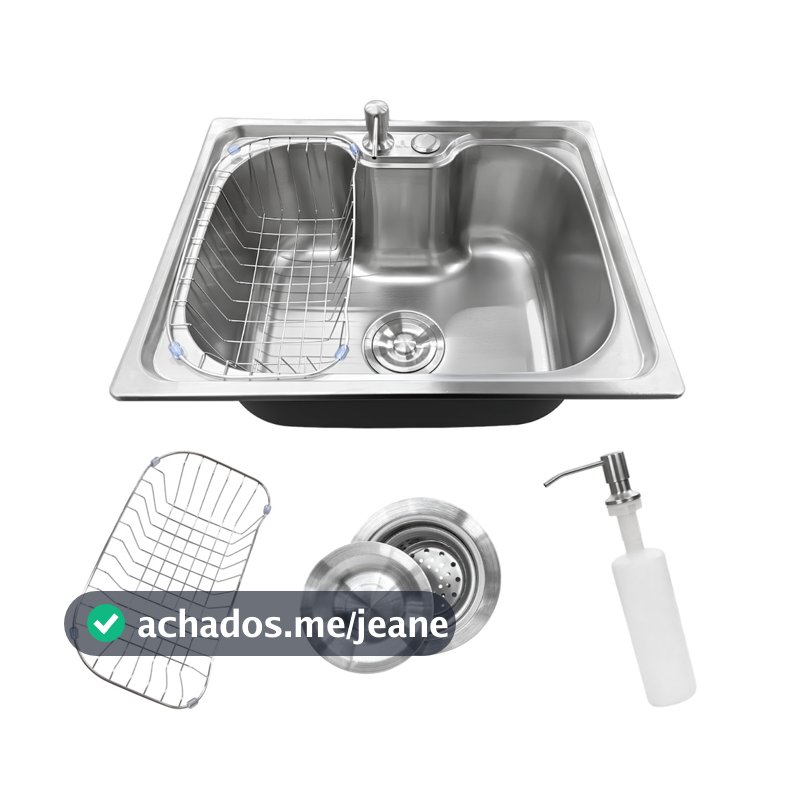 Cuba Gourmet Cozinha Pia Aço Inoxidável 60x42cm e 50x40cm com Acessórios