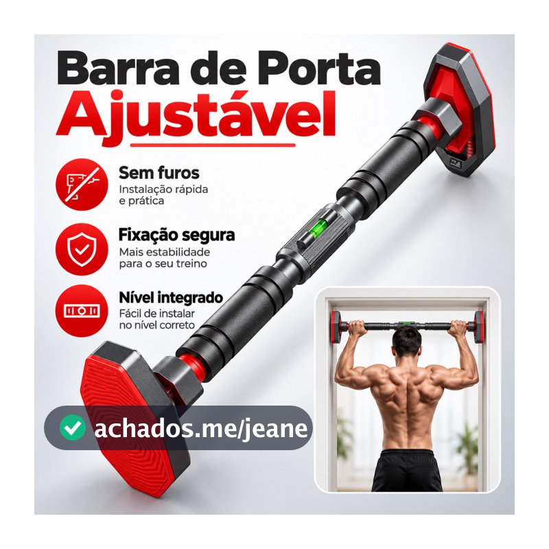 Barra Fixa Flexão Porta Apoio Ajustável Fixa 65 a 100 cm