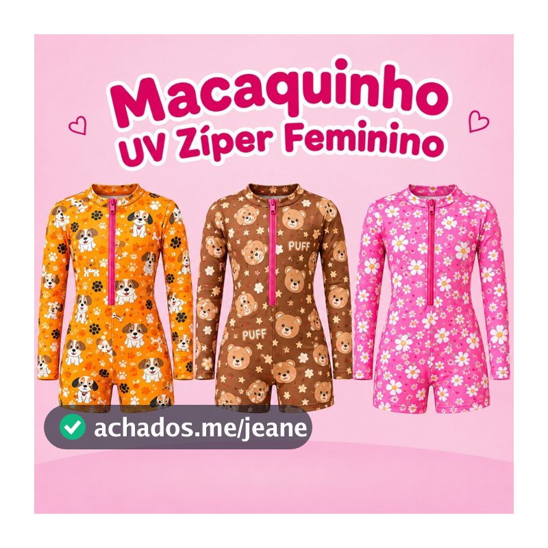 Macacão Maiô Infantil Feminino Praia Piscina Natação Macaquinho UV50+