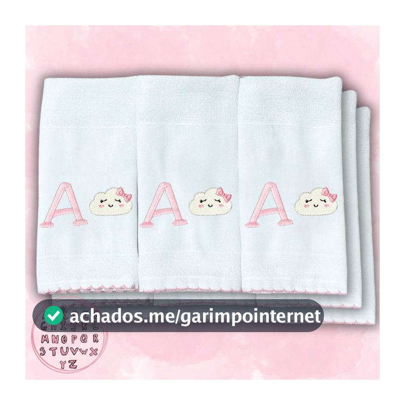 Kit 10 Boca Fralda Personalizado Com Inicial Do Nome Do Bebe Menino Menina 100% algodão Bordado