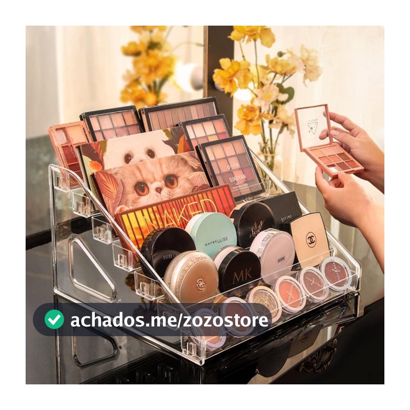 Organizador acrílico de 7 camadas para sombras e blush