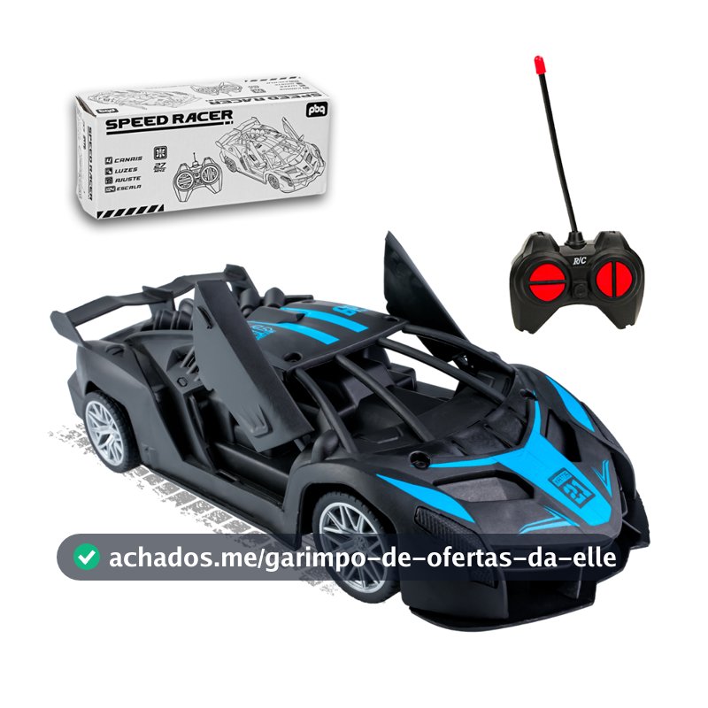 Carrinho Controle Remoto Esportivo Portas Móveis Pneu Borracha 4 Canais Corrida Infantil Menino 1:24