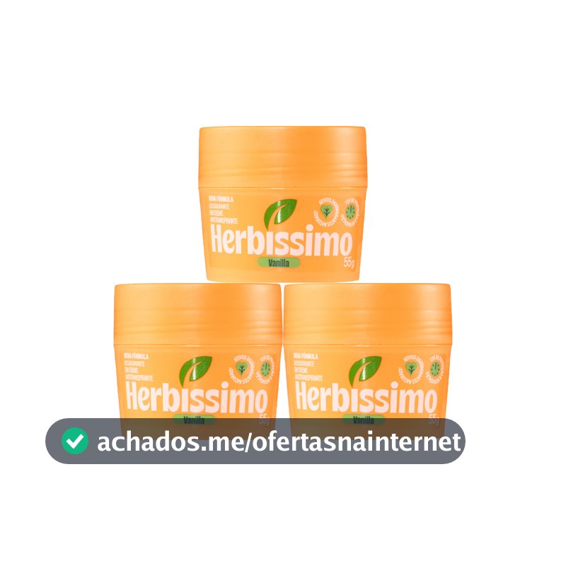 Kit Desodorante Em Creme Antitranspirante Herbíssimo Vanilla 55g (3 unidades)