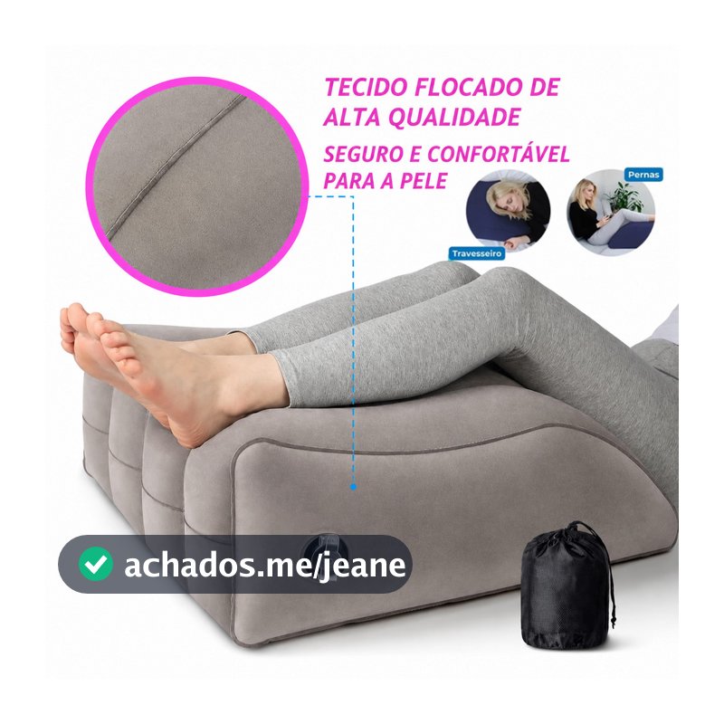 Almofada Inflável Apoio Pés Descanso Pernas Costas Portátil Viagem Travesseiro Ergonômico