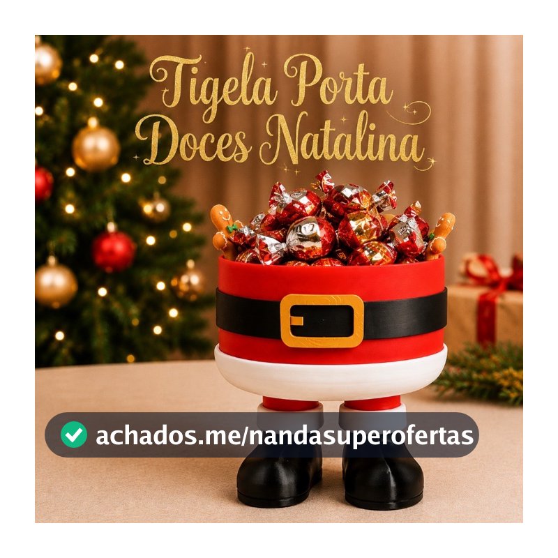 Bomboniere Decoração Enfeite Natal Tigela Porta Doces Natalina Papai Noel Porta Balas, Bombons e Cookies para Mesa