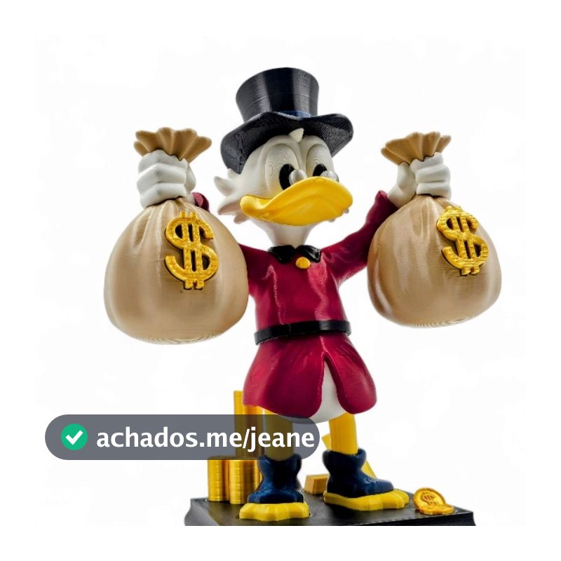Tio Patinhas Segurando Sacos de Dinheiro 20cm Action Figure Colecionável e Presente