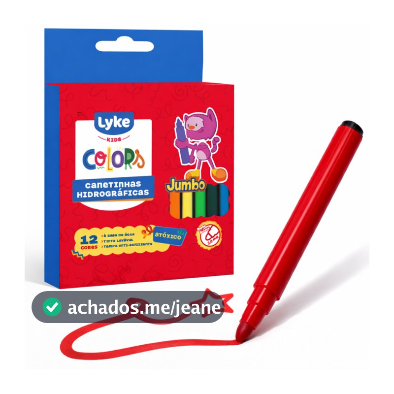 Kit 12 Canetinha Caneta Hidrografica Pen Jumbo Escolar