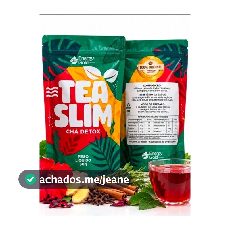 Chá Tea Slim Energy Gold 50g – Hibisco, Cavalinha, Gengibre, Canela e Cravo