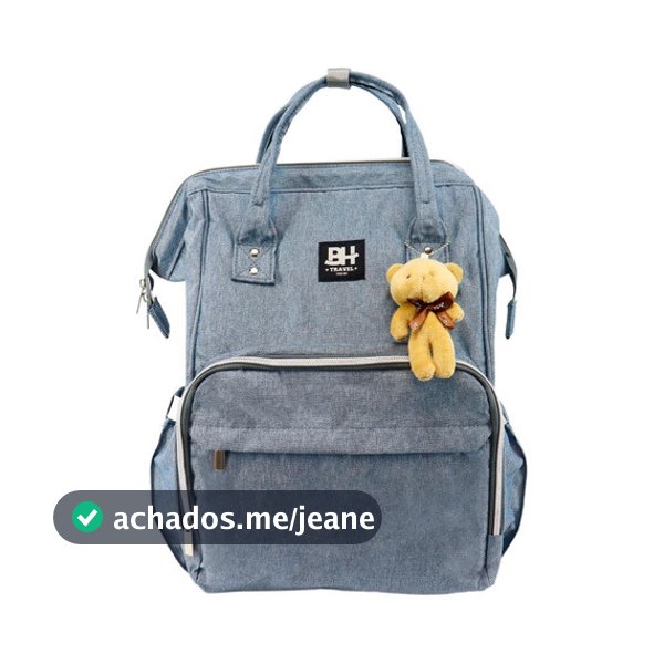 Mochila Maternidade Impermeável BH Travel Azul Bebê Térmica Multifuncional + Chaveiro Ursinho
