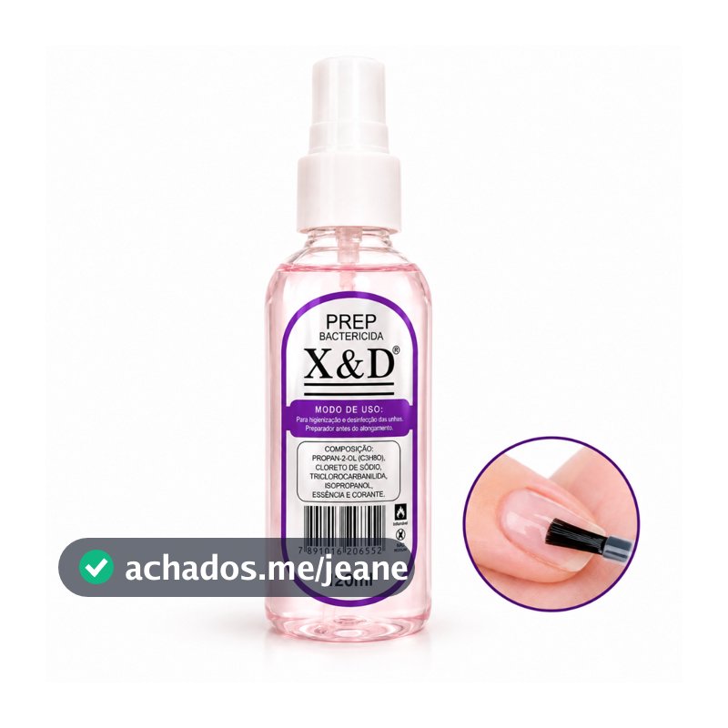 Prep Bactericida X&D 120ml Preparador Higienizador Para Unhas Gel Fibra Acrigel