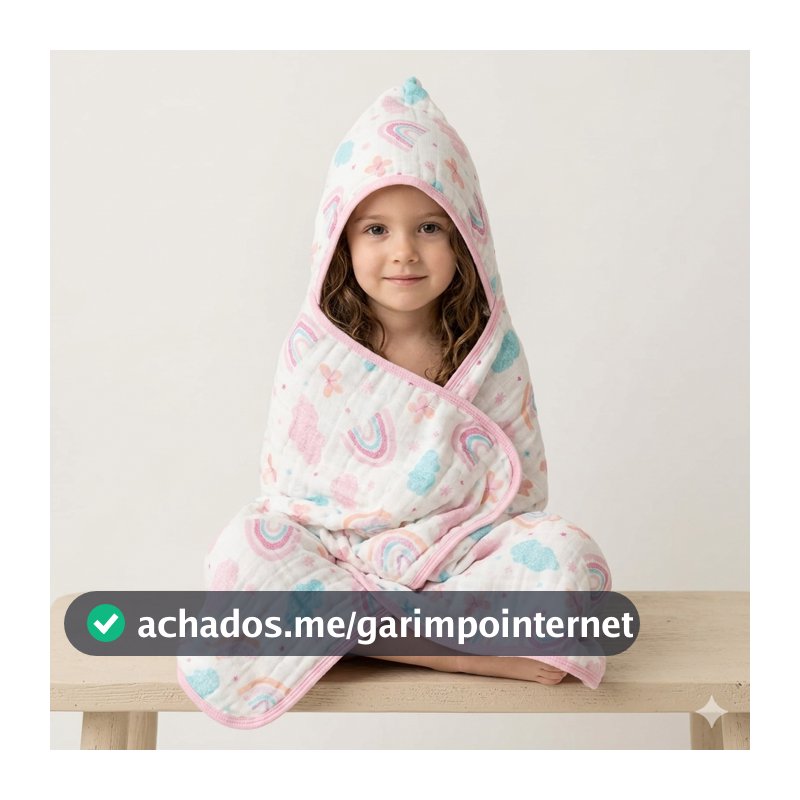 Toalha Banho Infantil Soft Grande com Capuz 100% Algodão de Fralda Criança 3 camadas grossa e macia