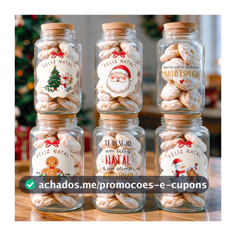 Potes de Vidro Natalinos 810ml | Lembrancinha, Presente de Natal, Biscoitos