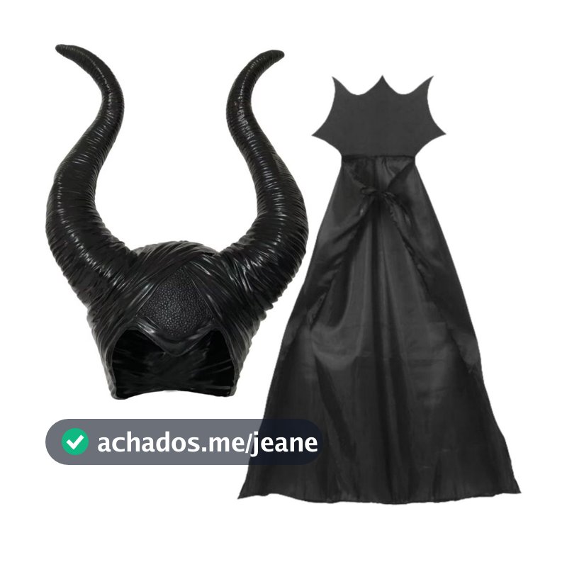 Chifre Malévola + Capa Adulto Látex Fantasia Halloween Tiara
