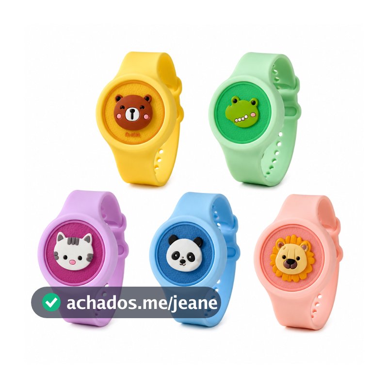 Kit 5 Pulseiras Led Relógio C/Proteção Citronela Anti Mosquito