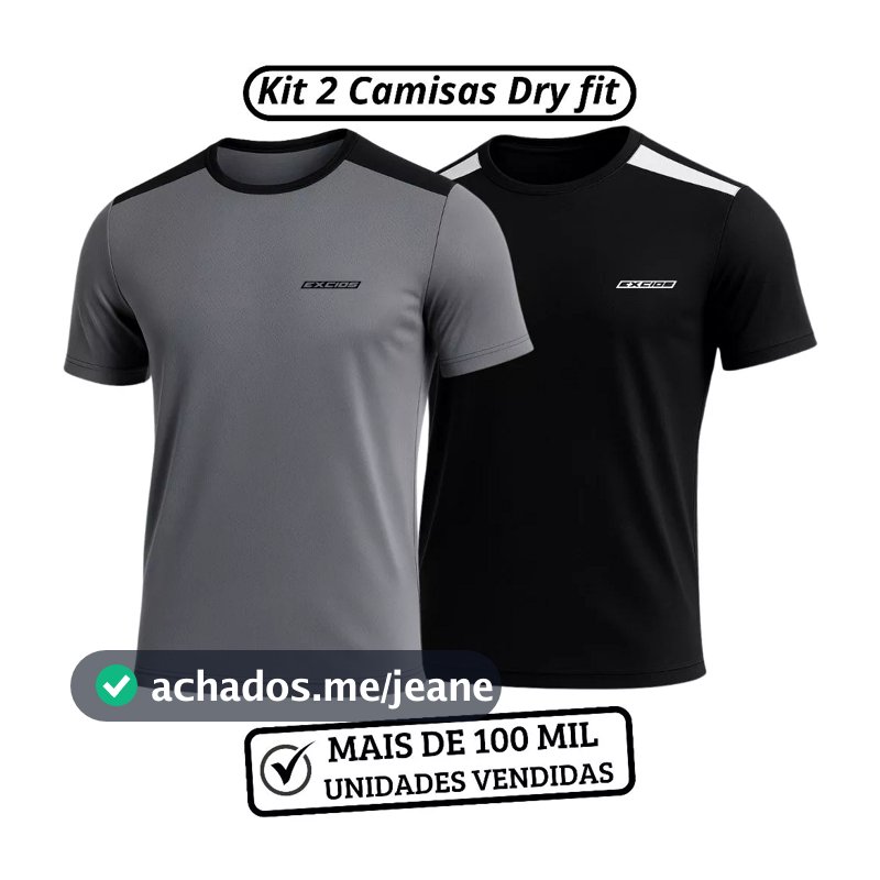 Kit 2 Camiseta  Masculina Dry Fit Academia Camisa Musculação Corrida Dia a Dia