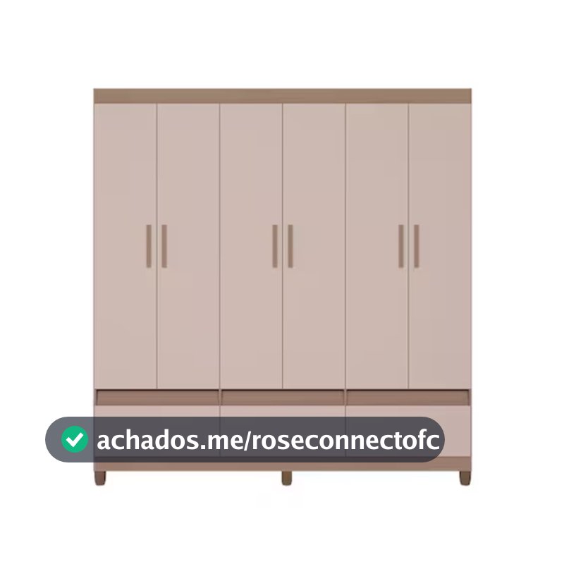 Guarda-Roupa Bartira Ilhéus com Cabideiro 6 Portas de Bater 3 Gavetas e 180cm de Largura