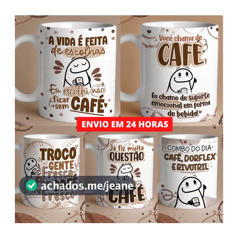Caneca de Porcelana Personalizada - Xícara com Frases engraçadas e Divertidas - Café - Bento Flork Meme Cafe