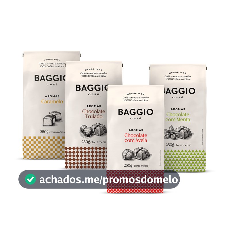 Kit Café Moído Baggio Aromas 1kg (4x250g) - Caramelo, Chocolate Trufado, Chocolate com Avelã e Menta