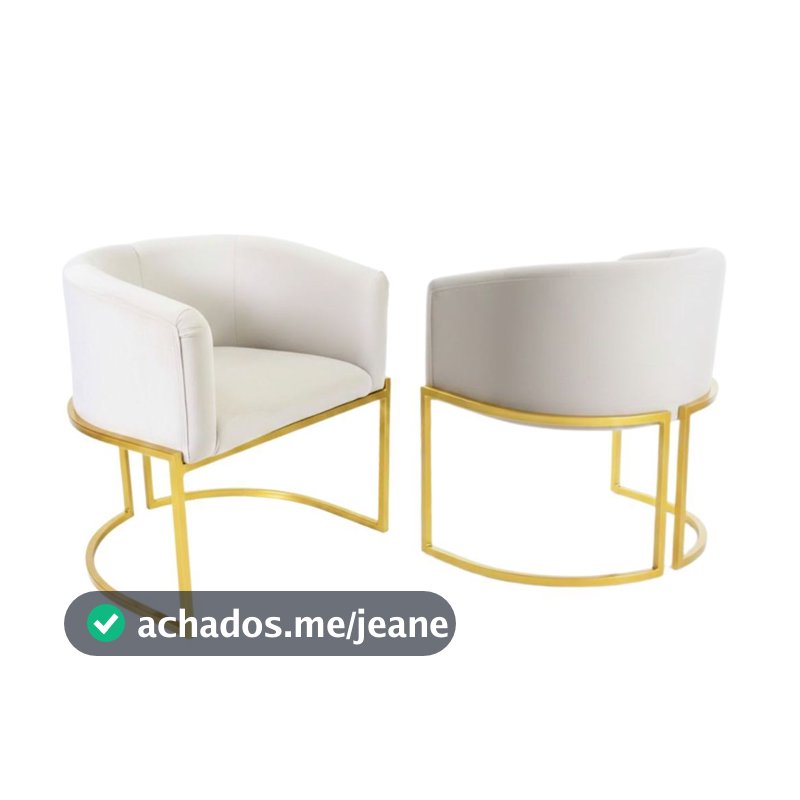 Kit 2 Poltronas De Base Ferro Cadeira Meia Lua Estrutura Tecido Veludo Para Consultório Sala Luxousa Luxo Dourada