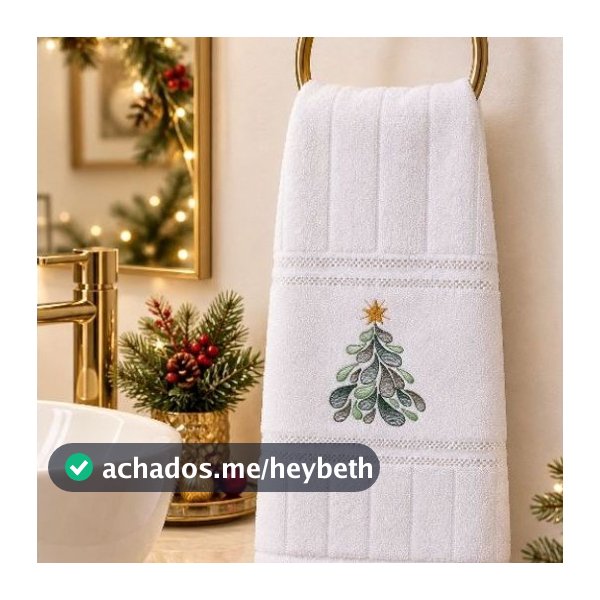Toalha de lavabo 30cm x 45cm  para bolsa , banheiro. Toalha de mão para lavabo Natal.