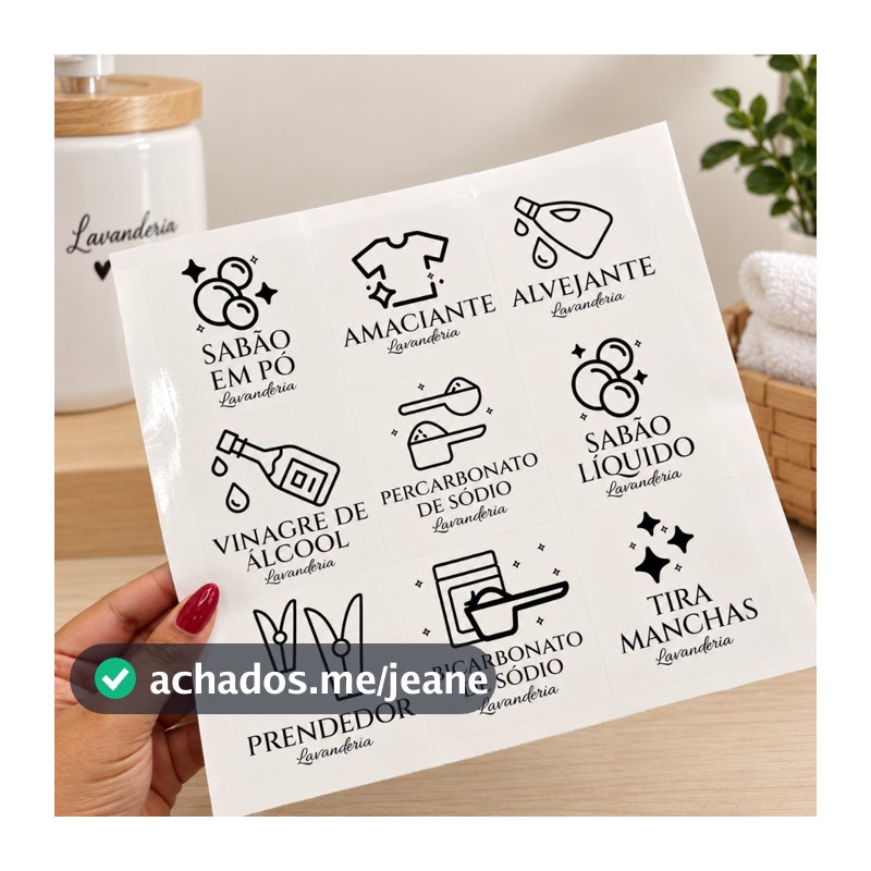 Etiquetas Transparentes para Lavanderia Sabão Líquido Sabão Pó Amaciante Tira Manchas Percarbonato