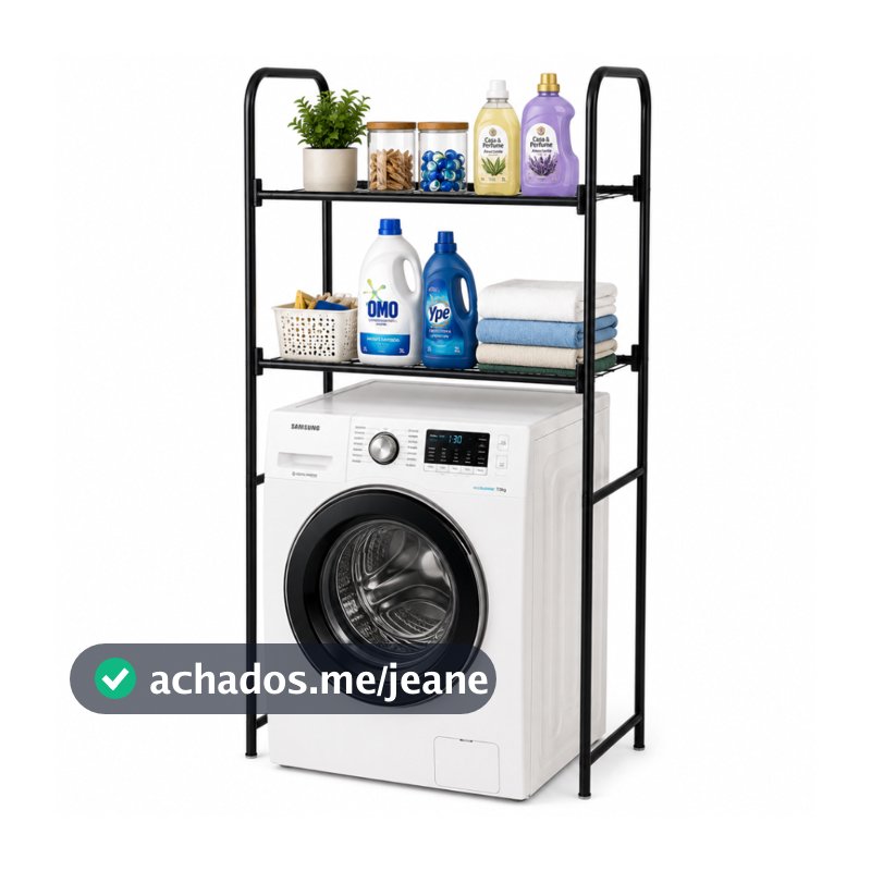 Estante Aço Lavanderia 2 Prateleiras Para Máquina De Lavar