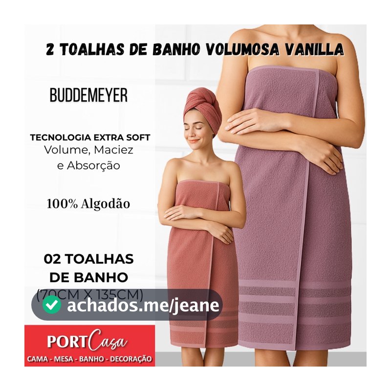 Kit 2 Toalha De Banho Vanilla Extra Soft Buddemeyer 100% Algodão 70x135cm