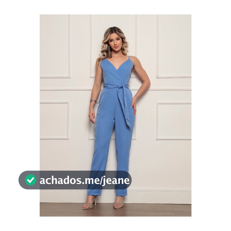Macacão de Alfaiataria com cinto removível Ziper Atras com Bolso