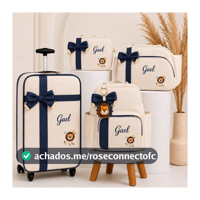 Bolsa Maternidade Leãozinho Personalizada  Kit com 4 Peças