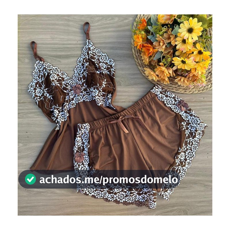 baby doll feminino, short doll rendado em renda bicolor, roupa de dormir