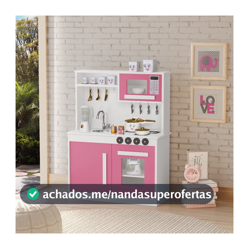 Cozinha Infantil Rosa Perfeita Menina Pia Fogão MDF/MDP