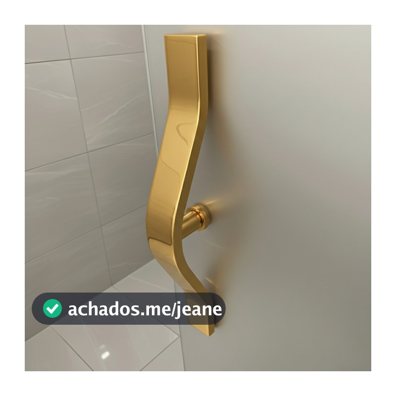Puxador dourado de 30 cm com furo central para portas de vidro
