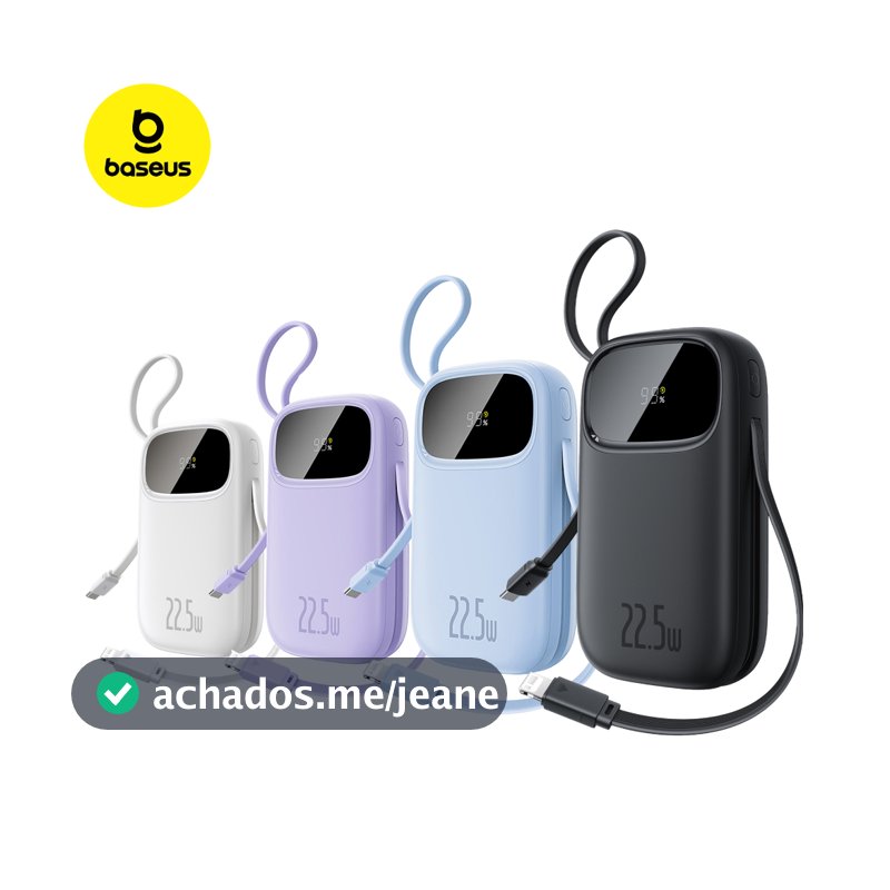 PowerBank Baseus EnerFill FC31 20000mAh 22.5W com 2 Cabos Integrados Turbo Display Digital
