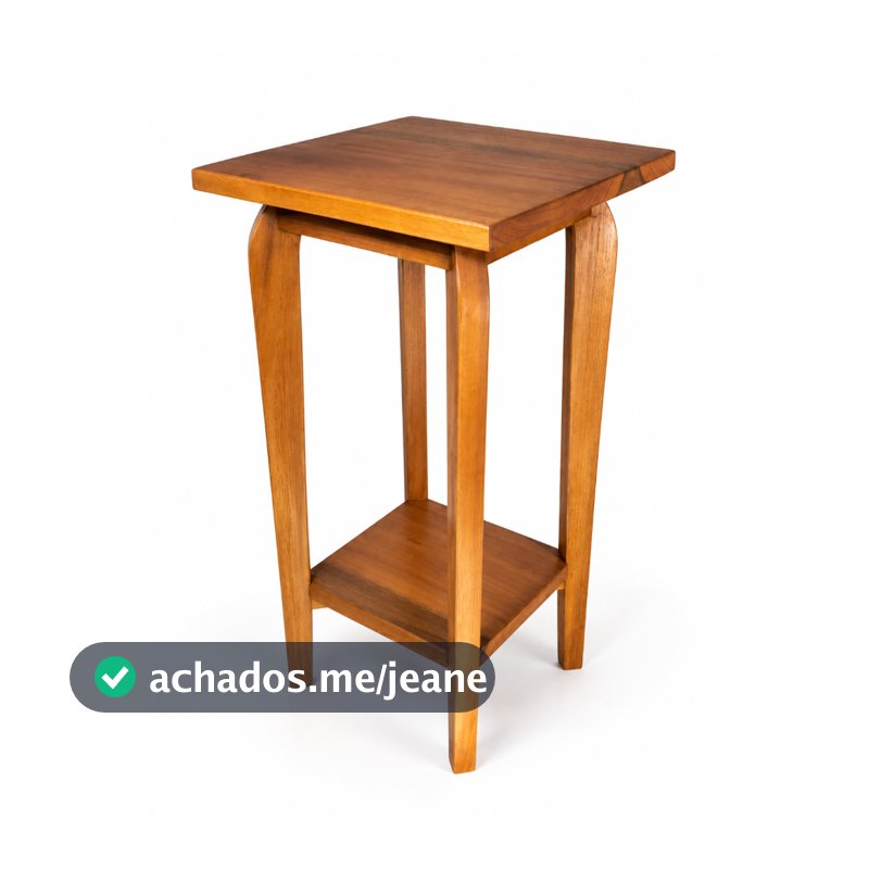 Mesinha de Centro/Canto em Madeira Maciça Artesanal com Prateleira 70cm