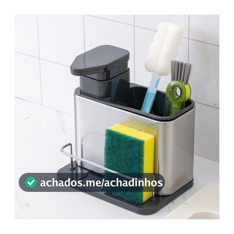 Porta Detergente Rack Armazenamento De Cozinha Organizador Dispensador De Sabão Aço Inox Para Pia