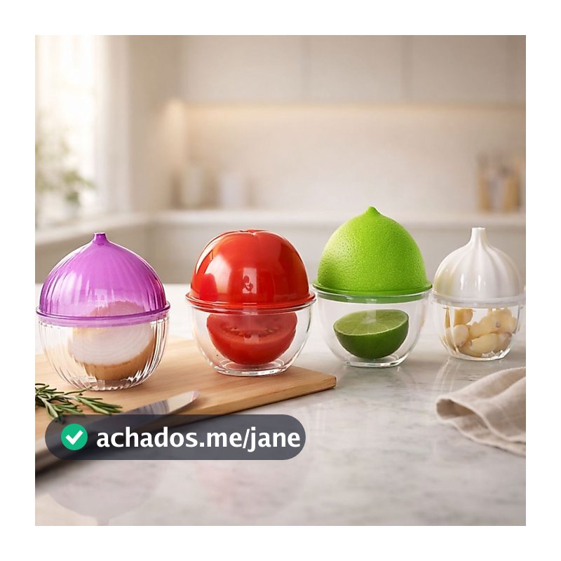 Kit 4 Potes Organizadores Porta Cebola Alho Limão Tomate