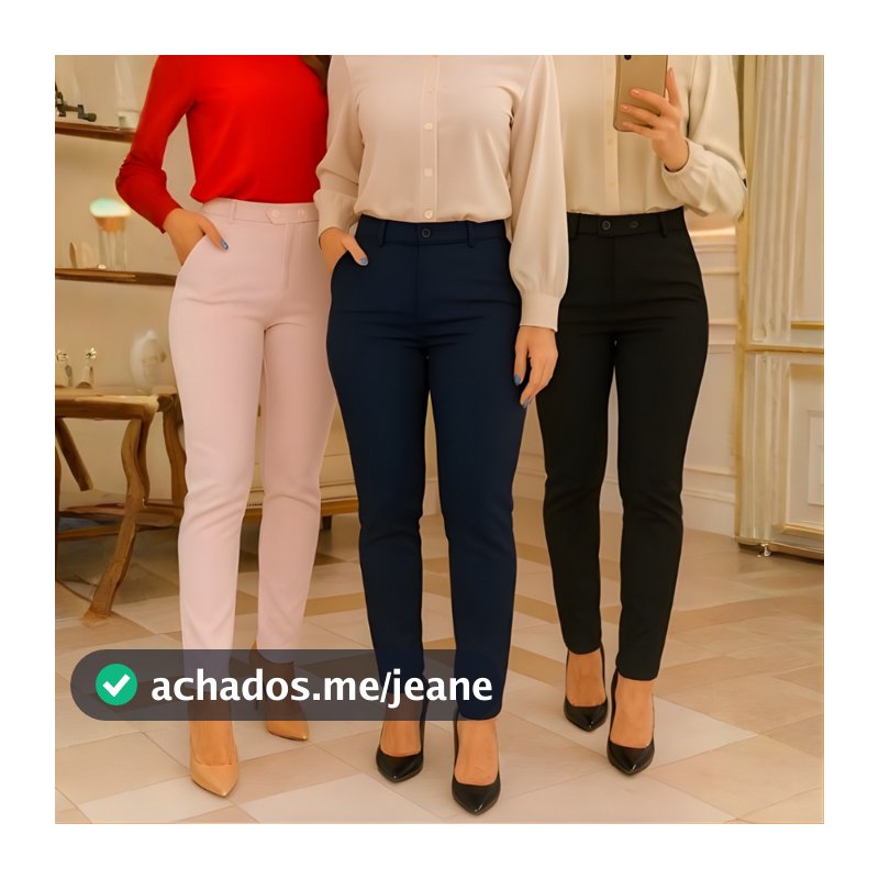 Calça Alfaiataria Slim Feminina Cintura Alta Social Elegante Moda Luxo Premium  Empresaria Trabalho.