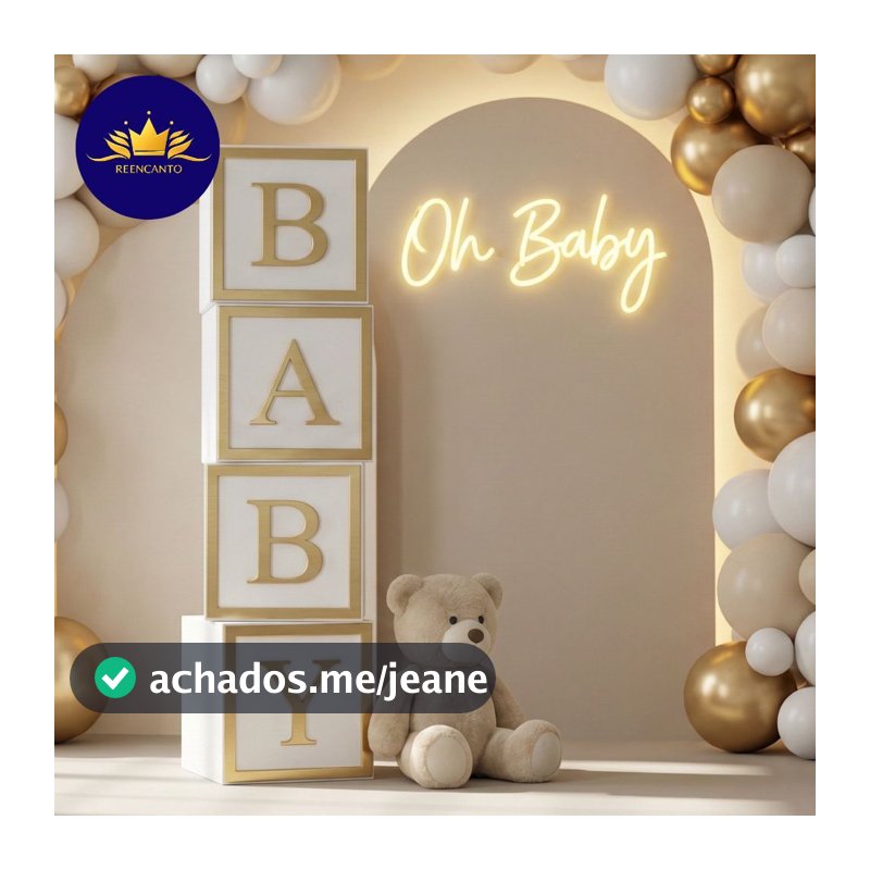 Cubo Oh Baby 1 Metro MDF 3mm Decoracao Cha Bebe Cha Revelacao Painel Festa Pegue Monte
