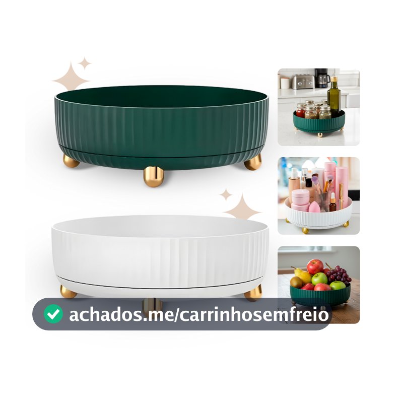 Organizador Giratório 360 Bandeja Cozinha Multiuso Rotativo para Maquiagem Cosméticos Temperos e Armazenamento