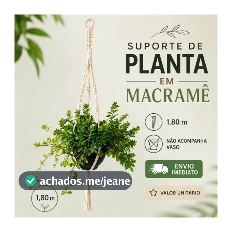 Suporte para Planta em Macramê 80 cm ..Artesanal para Vaso Suspenso Decoração Boho