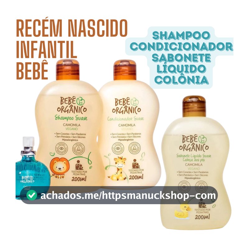 Kit Banho Mamãe e bebê Shampoo + Condicionador + Colônia + Sabonete Líquido - Recém Nascido - 630ml
